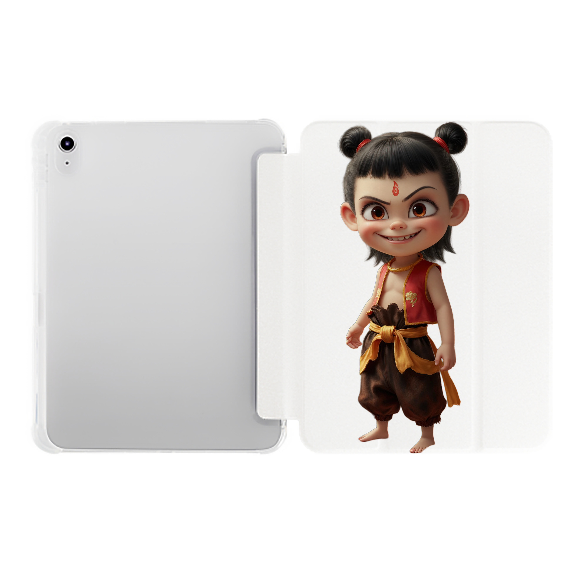 （画像用） Ne Zha 2 ナタ 魔童の大暴れ IPad ケース ペン収納付き 三つ折りスタンド PUレザー×シリコン 対応機種9.5/10.5/10.9インチ